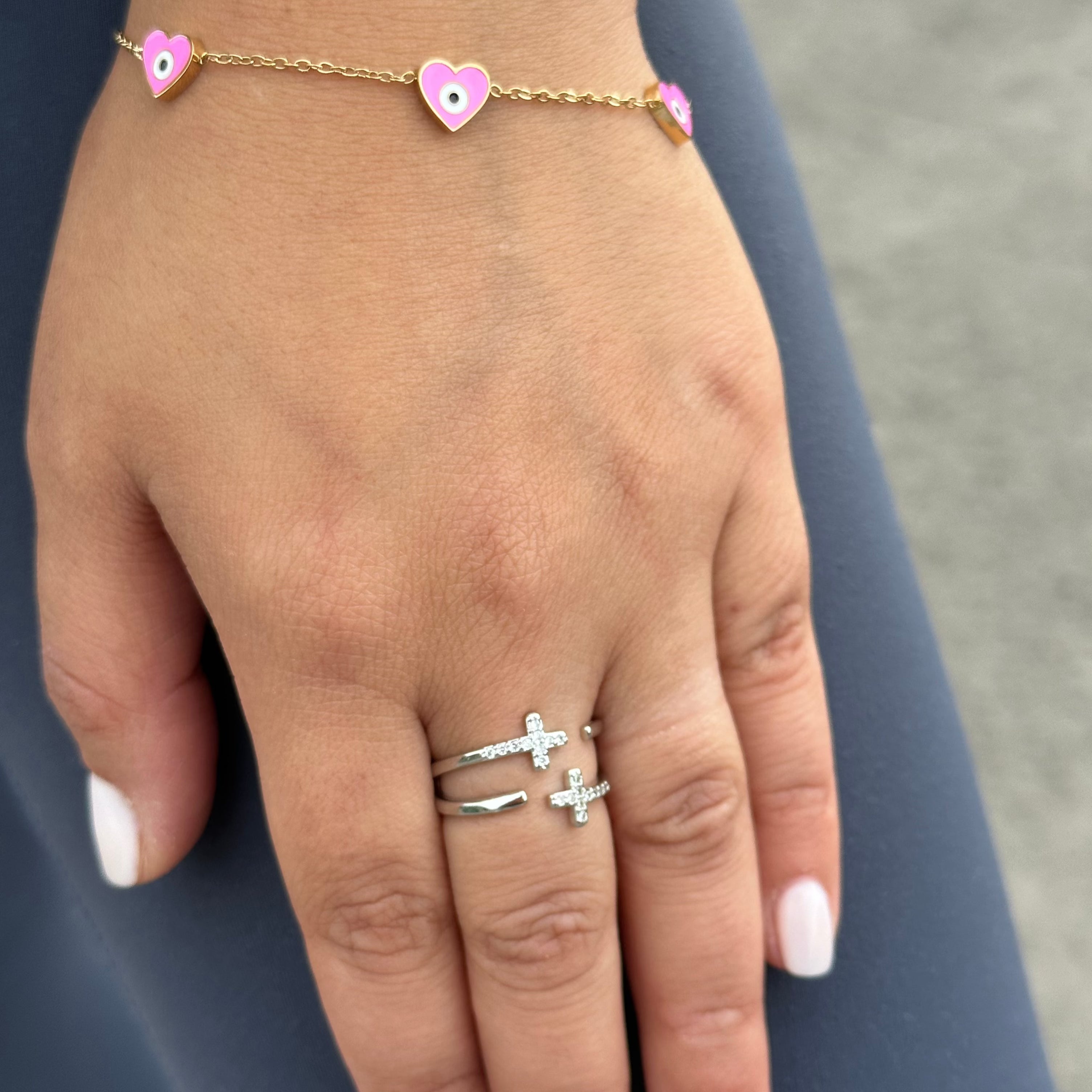 DOUBLE CROSS SILVER RING