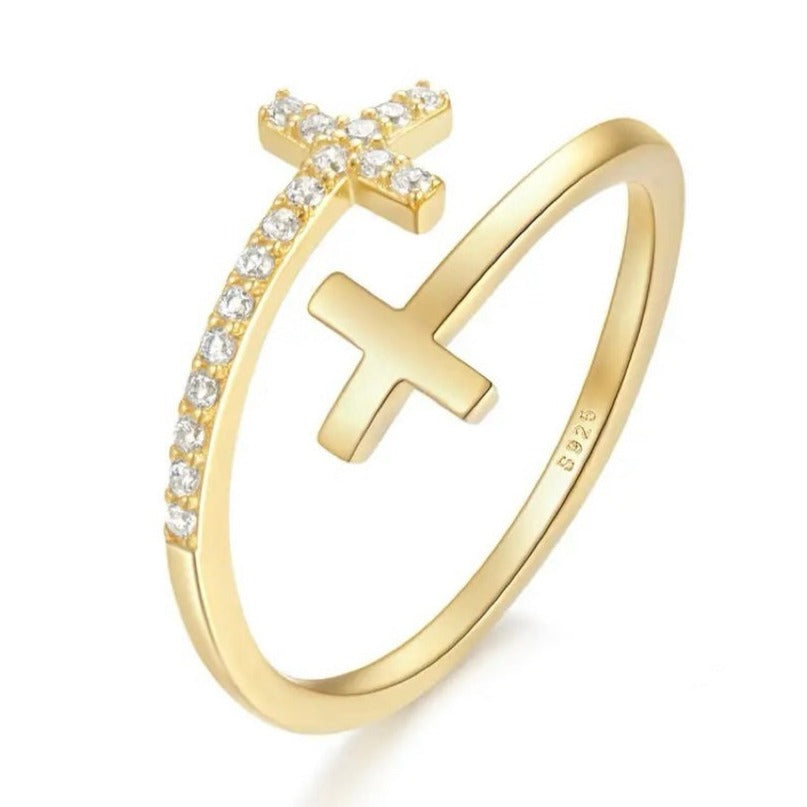 DOUBLE CROSS GOLD RING