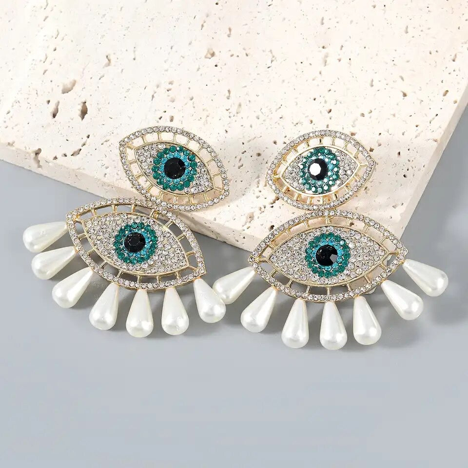 RHINESTONE EYE EARRINGS